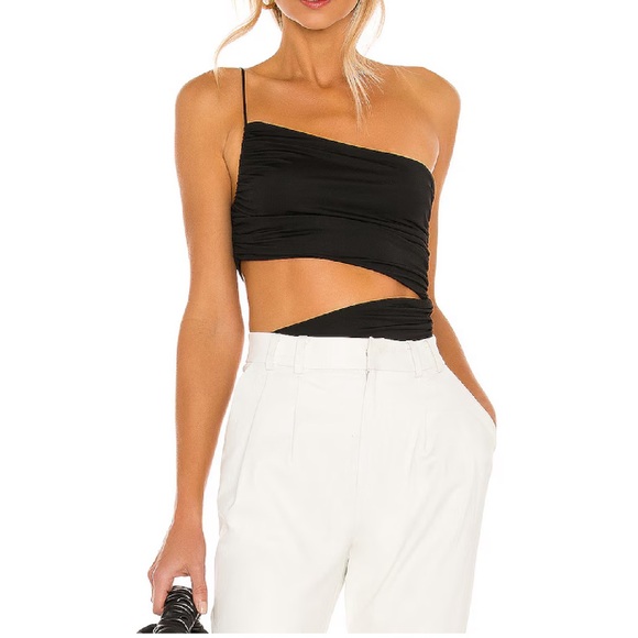 REVOLVE Tops - Superdown Veronica Cut Out Asymmetrical Women's Bodysuit Black XS